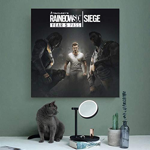Game Tom Clancy's Rainbow Six Siege 6 Póster de lona para dormitorio, decoración deportiva, paisaje, oficina, habitación, regalo, 60 x 60 cm, marco1