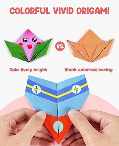 Gamenote color kit de origami para niños 108 archivo de origami vívido de doble cara 55 páginas que enseña libro de origami, adecuado para niños / clase de manualidades escolares