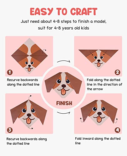 Gamenote color kit de origami para niños 108 archivo de origami vívido de doble cara 55 páginas que enseña libro de origami, adecuado para niños / clase de manualidades escolares