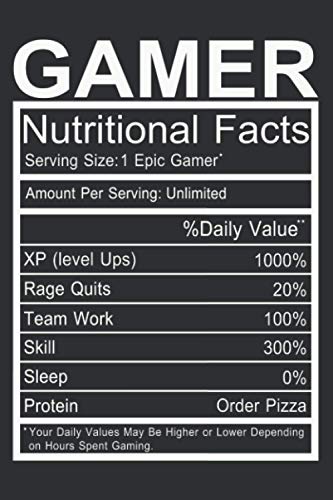 Gamer Nutritional Facts: Video Game Collector Gift College Ruled Blank Lined Notebook or Journal