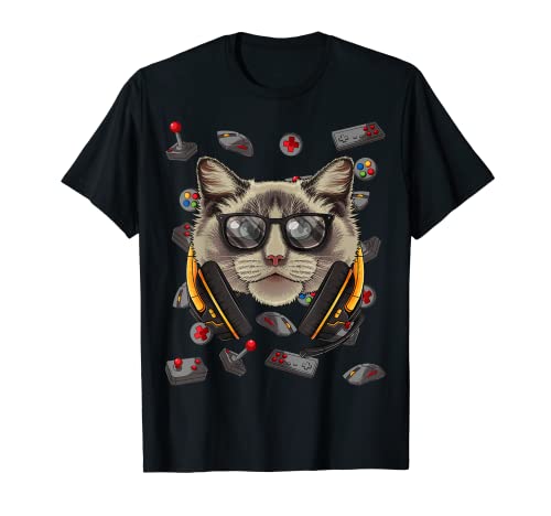 Gamer Ragdoll Gaming Cat Video Game Player Niños Niños Camiseta