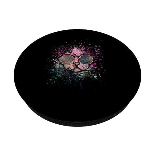 Gato perro DJ con gafas de sol Retro Vintage Spray PopSockets PopGrip Intercambiable
