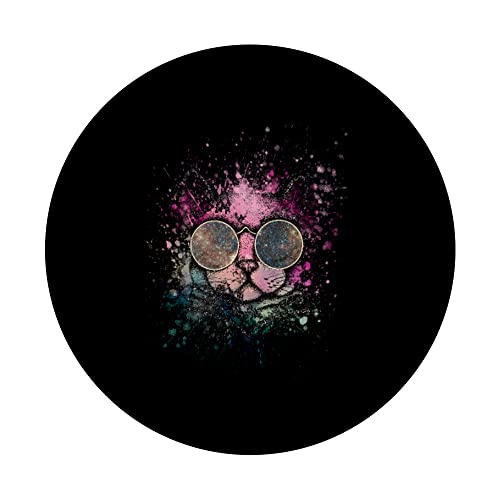 Gato perro DJ con gafas de sol Retro Vintage Spray PopSockets PopGrip Intercambiable