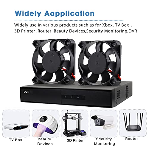 GDSTIME Ventilador de 50 mm, 50 mm x 10 mm, 5010 CC, 12 V, sin escobillas, ventilador de alta velocidad, 4500 rpm, 2 unidades