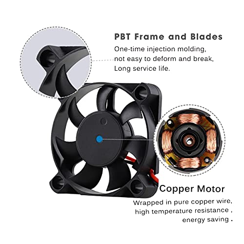 GDSTIME Ventilador de 50 mm, 50 mm x 10 mm, 5010 CC, 12 V, sin escobillas, ventilador de alta velocidad, 4500 rpm, 2 unidades