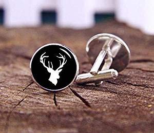 Gemelos rústicos con cabeza de ciervo, gemelos, gemelos de Buck personalizados, gemelos de boda, gemelos de novio