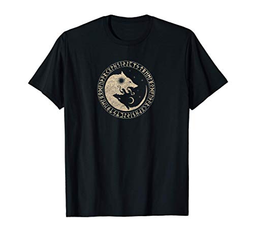 Geri & Freki Odin Wolves Viking Odin Wotan Germanic Moon Sun Camiseta
