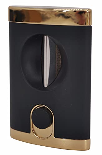 GERMANUS Cortador de puros en V Ernst Premium con corte en V, color negro y dorado