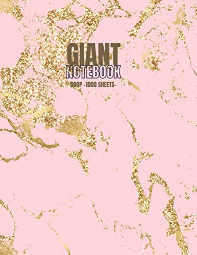 Giant Notebook: Huge notebook journal| Thick notebook with 500 lined pages 1000 sheets| 8.5 x 11|Premium Marble Pink Gold Cover with Page Numbers, ... Giant Composition Journal Notebook|Big book