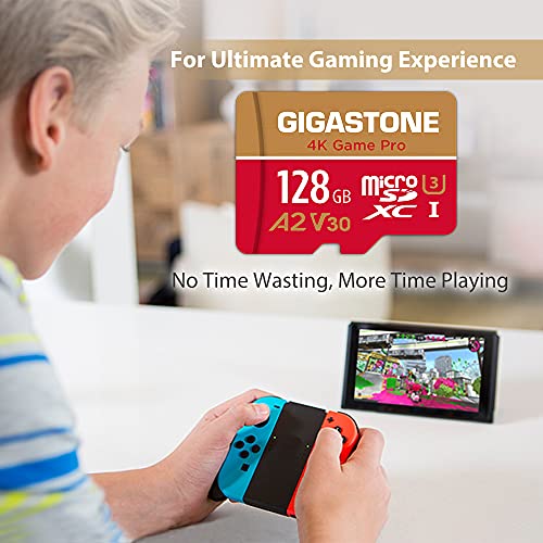 Gigastone Tarjeta Micro SD 128GB, Paquete de 5, 4K Game Pro para Nintendo-Switch, GoPro, Cámara de Acción, dji, UHD Video, 100/50MB/s, UHS-I U3 A1 V30 C10