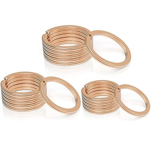 Gimars [30 PCS] Llavero Anillos divididos Redondos Llavero Gancho de Acero Inoxidable 304/3 tamaños 20mm 25mm 30mm / Llavero Desmontable para Almacenamiento, Oro Rosa