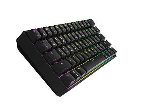 GK61 Teclado mecánico para juegos - 61 teclas multicolor RGB iluminado con retroiluminación LED cableado, programable, para PC/Mac Gamer, Typist (Gateron óptico transparente, negro)