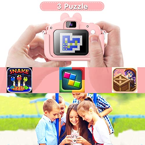 Gofunly Cámara de Fotos Digitales para Niños, 2.0" HD 1080P 20MP Camara de Fotos para Infantil, Tarjeta de Memoria de 32GB Selfie Video Cámara Infantil, Regalos Ideales para Niños de 3-12 Años (Rosa)