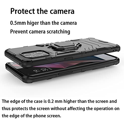 GOGME Funda para OPPO Find X3 Pro, Shockproof Carcasa con 360 Grados Giratorio Anillo Kickstand y Soporte de Coche Magnético, Hard PC y Silicona TPU Tough Armor Case Cover. Azul