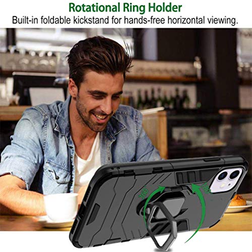 GOGME Funda para OPPO Find X3 Pro, Shockproof Carcasa con 360 Grados Giratorio Anillo Kickstand y Soporte de Coche Magnético, Hard PC y Silicona TPU Tough Armor Case Cover. Azul