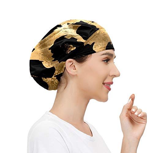 Gorra de trabajo para el pelo largo con banda elástica ajustable para el sudor, gorras de trabajo para los hombres, bufanda de cabeza impresa en 3D, sombreros de leopardo Wildcat Skins marrón