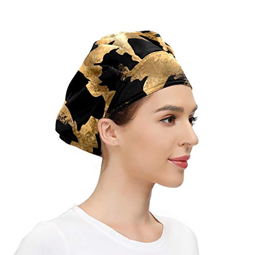 Gorra de trabajo para el pelo largo con banda elástica ajustable para el sudor, gorras de trabajo para los hombres, bufanda de cabeza impresa en 3D, sombreros de leopardo Wildcat Skins marrón