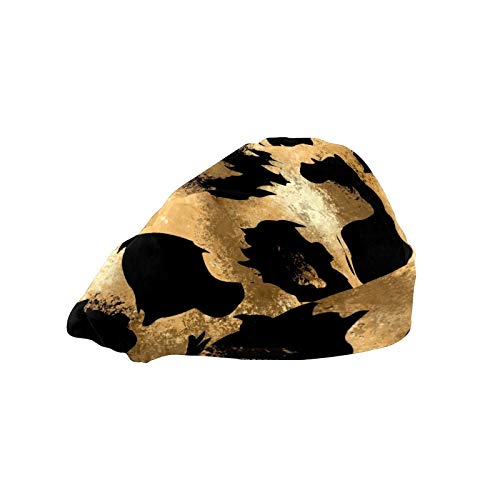 Gorra de trabajo para el pelo largo con banda elástica ajustable para el sudor, gorras de trabajo para los hombres, bufanda de cabeza impresa en 3D, sombreros de leopardo Wildcat Skins marrón