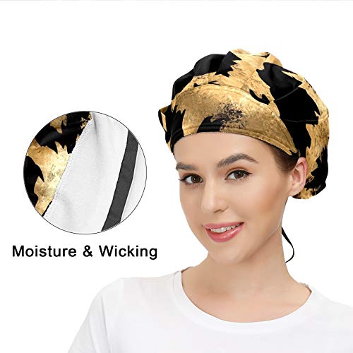 Gorra de trabajo para el pelo largo con banda elástica ajustable para el sudor, gorras de trabajo para los hombres, bufanda de cabeza impresa en 3D, sombreros de leopardo Wildcat Skins marrón