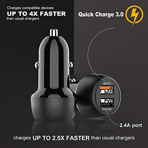 GPISEN Quick Charge 3.0 Cargador de Rapida Doble Puerto 5.4A/30W (QC 3.0 3A + Smart IC 2.4A) USB Adaptador con 3 en 1 Multi Cable de Carga Compatible con Todos Los Smartphones iOS y Android