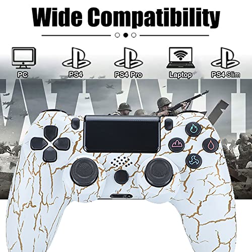 GQGQ Mando para PS4 Inalambricos con Doble Vibración Six-Axis Touch Pad Conector de Audio Mando para Playstation 4 / Slim/PC/Pro (Color : White Cracks)