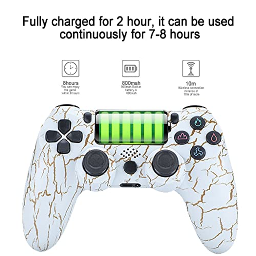 GQGQ Mando para PS4 Inalambricos con Doble Vibración Six-Axis Touch Pad Conector de Audio Mando para Playstation 4 / Slim/PC/Pro (Color : White Cracks)