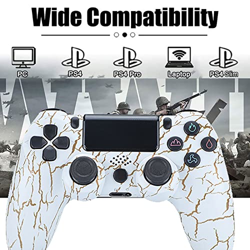 GQGQ Mando para PS4 Inalambricos Controlador Inalámbrico con Doble Vibración Six-Axis Touch Pad Conector de Audio para Playstation 4/Slim/PC/Pro (Color : White Cracks)