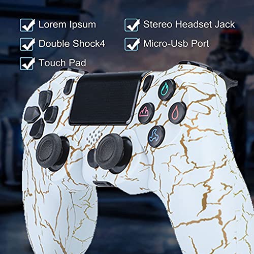 GQGQ PS4 Mando Inalámbrico Bluetooth Doble Vibración Controller con Audio Panel Táctil de Alta Precisión 6 Ejes para Playstation 4 /Pro/Slim/PC (Color : White Cracks)