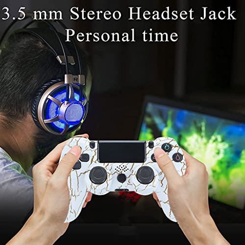 GQGQ PS4 Mando Inalámbrico Controlador Inalámbrico de Panel táctil con Vibración Doble Turbo Puerto de Audio Remoto Six-Axis para Playstation 4 /Pro/Slim/PC (Color : White Cracks)