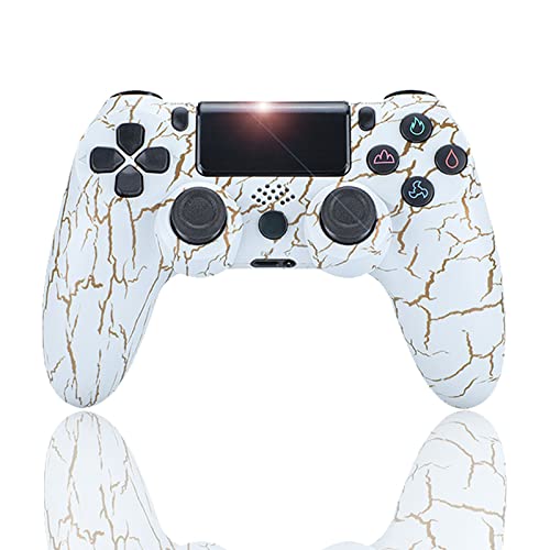 GQGQ PS4 Mando Inalámbrico Panel Táctil Mandos Joystick Bluetooth con Dual Vibración 6 Ejes Audio Mando De Juegos para Playstation 4 Slim Pro Pc (Color : White Cracks)