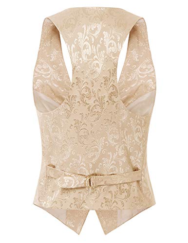 GRACE KARIN Chaleco Victoriano de Jacquard para Mujer Mediano Steampunk Albaricoque XL