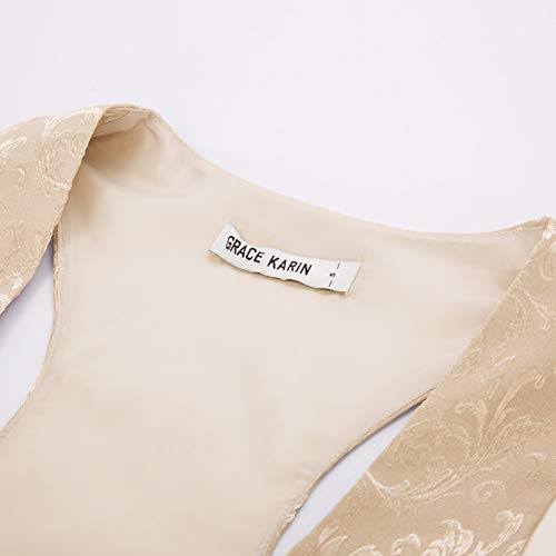 GRACE KARIN Chaleco Victoriano de Jacquard para Mujer Mediano Steampunk Albaricoque XL