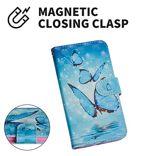 GrandoinChoice Funda para Huawei P Smart Plus 2019/Honor 10i, Superficie Colorida 3D PU Cuero Case Cuerpo Completo Carcasa Protectora Cartera Soporte Plegable Función Fundas Case Cover(Mariposa Azul)