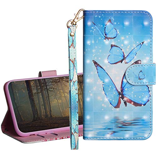 GrandoinChoice Funda para Huawei P Smart Plus 2019/Honor 10i, Superficie Colorida 3D PU Cuero Case Cuerpo Completo Carcasa Protectora Cartera Soporte Plegable Función Fundas Case Cover(Mariposa Azul)