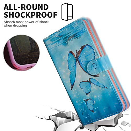 GrandoinChoice Funda para Huawei P Smart Plus 2019/Honor 10i, Superficie Colorida 3D PU Cuero Case Cuerpo Completo Carcasa Protectora Cartera Soporte Plegable Función Fundas Case Cover(Mariposa Azul)