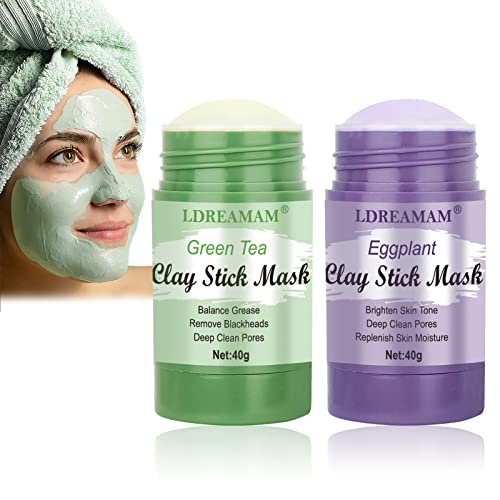 Green Mask Stick,Green Tea Cleansing Mask,Mascarilla Limpiadora Facial,Eliminación profunda de puntos negro,Purifica la piel, Mejora la sequedad de la piel(2 PC)