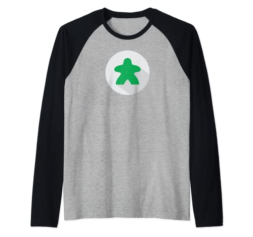 Green Meeple Board Game Lover Gift Idea Gamer Player Nerd Camiseta Manga Raglan