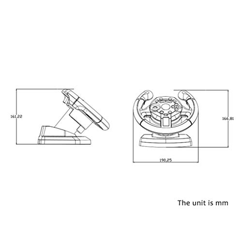 Guangcailun 90 Grados de rotación del Volante del Juego con el pie del Pedal Volante para PS3 / PC para D-Entrada/para X-Entrada