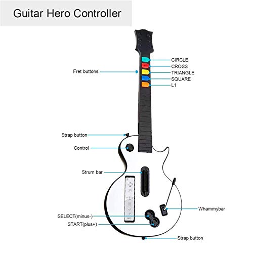 Guitar Hero Wii Controller, Wireless Pro Wii Guitar para Nintendo Guitar Hero y Rock Band, Wii Guitar Wireless Controller con correa