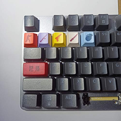 gulang-keng 5 piezas de sublimación de tinte OEM R4 perfil PBT Keycap – Juego Keycaps Key Button CS GO Keycap,DIY regalo para los amantes del juego