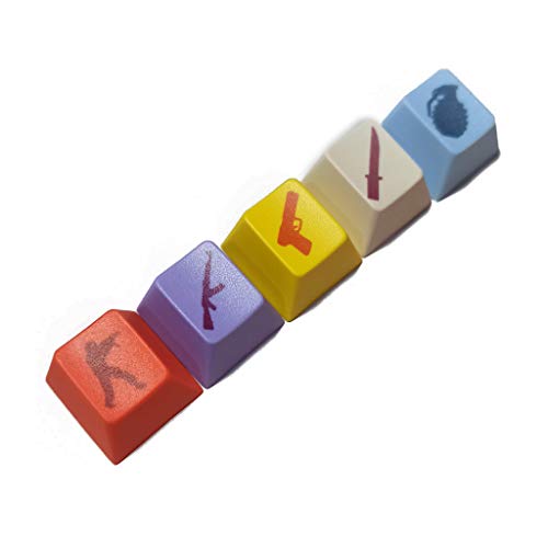 gulang-keng 5 piezas de sublimación de tinte OEM R4 perfil PBT Keycap – Juego Keycaps Key Button CS GO Keycap,DIY regalo para los amantes del juego