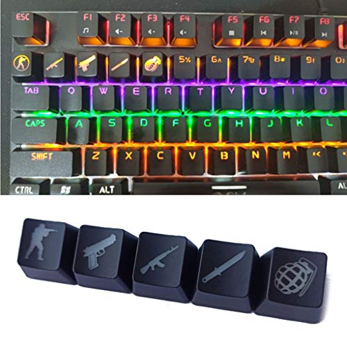 gulang-keng 5 piezas OEM R4 perfil ABS retroiluminado Keycap – Juego Keycaps Key Button Keycaps ABS tapa para teclado mecánico Cherry MX CS GO Keycap,DIY regalo para amantes del juego