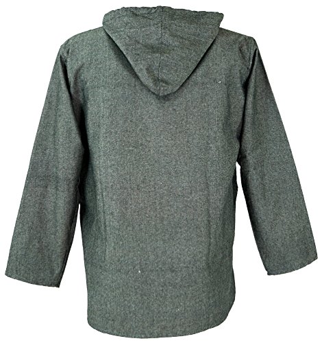 GURU-SHOP, Yoga Shirt, Goa Shirt Om, Sudadera, Gris, Algodón, Tamaño:XL, Camisas de Hombre