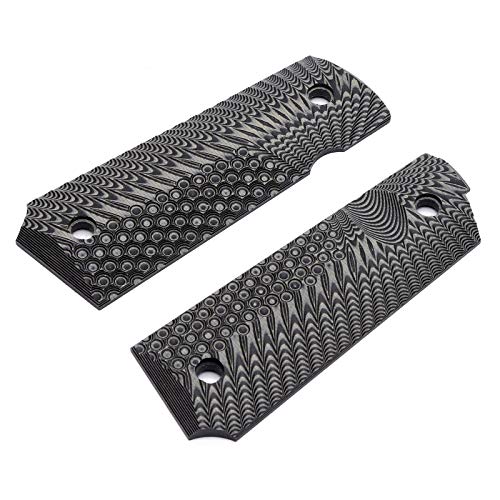 Guuun 1911 Grips G10 Full Size Government Commander Custom Grip, Ambi Safety Cut Ops Eagle Wing Texture
