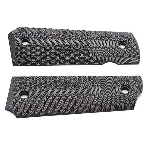 Guuun 1911 Grips G10 Full Size Government Commander Custom Grip, Ambi Safety Cut Ops Eagle Wing Texture
