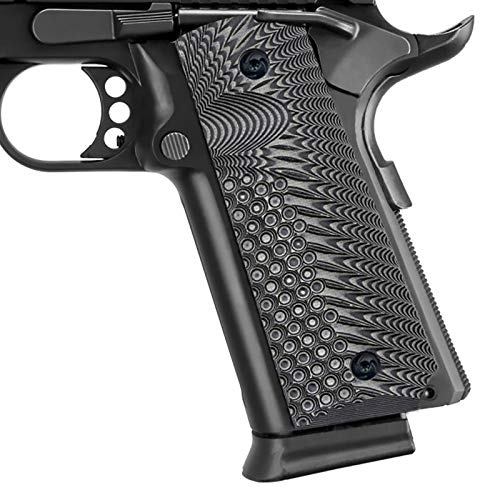 Guuun 1911 Grips G10 Full Size Government Commander Custom Grip, Ambi Safety Cut Ops Eagle Wing Texture