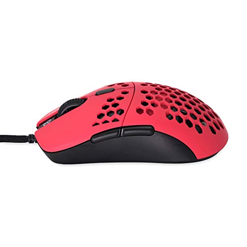 Gwolves Hati HTM Ultra Ligero Honeycomb Design Wired Gaming Mouse Sensor 3360 – PTFE Patines – 6 Botones – Solo 61G (Rojo Azul)
