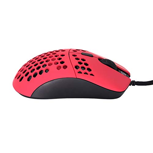 Gwolves Hati HTM Ultra Ligero Honeycomb Design Wired Gaming Mouse Sensor 3360 – PTFE Patines – 6 Botones – Solo 61G (Rojo Azul)