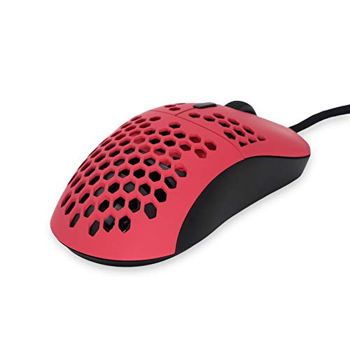 Gwolves Hati HTM Ultra Ligero Honeycomb Design Wired Gaming Mouse Sensor 3360 – PTFE Patines – 6 Botones – Solo 61G (Rojo Azul)