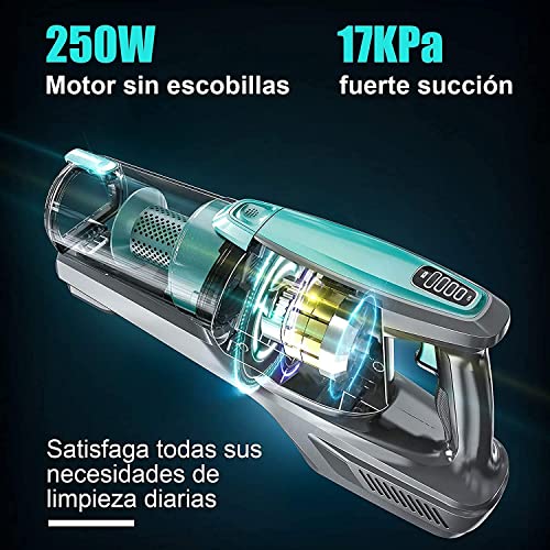 H10 Aspiradora Escoba sin Cable, 250W Aspirador sin Cable Potente 17Kpa con LED, Autonomía 42 min, Escoba Electrica y Batería Extraíble (Verde)